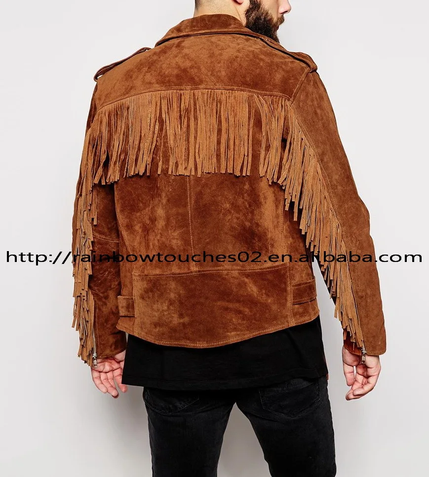 OEM custom mens high quality Vintage Suede Biker Fringing Jacket