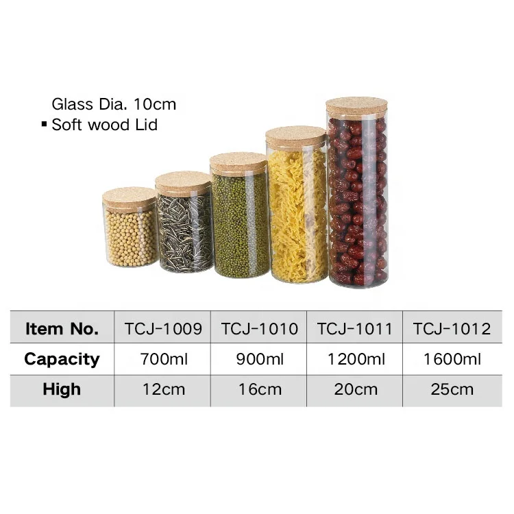 Manufacturer Transparent Hermetic Food Cookie Honey Glass Jar Wholesale With Cork Lid