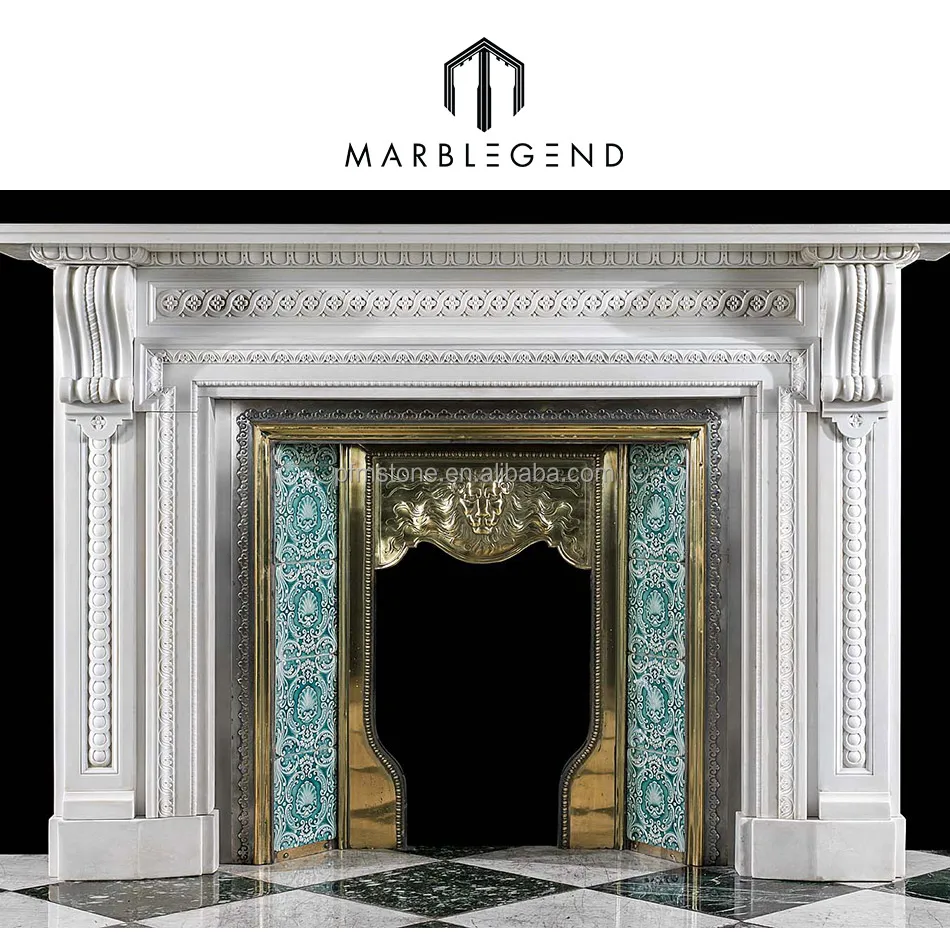 A Victorian white marble antique fireplace mantel french fireplace mantel