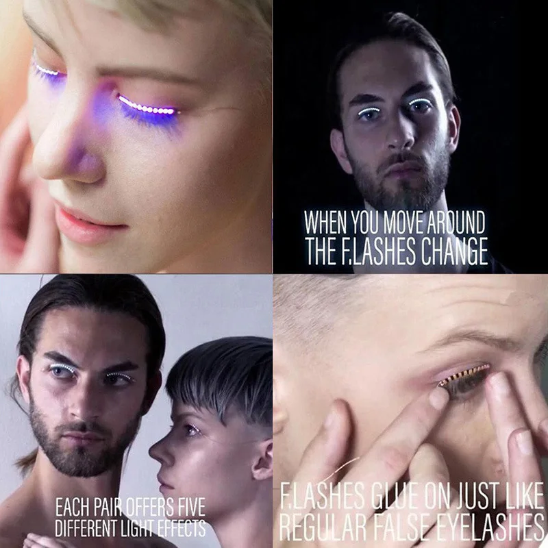 LED Eyelashes Eyelid False Eyelashes For Fashion Icon Saloon Pub Club Bar Party Handmade Extension Natural False Eyelashes