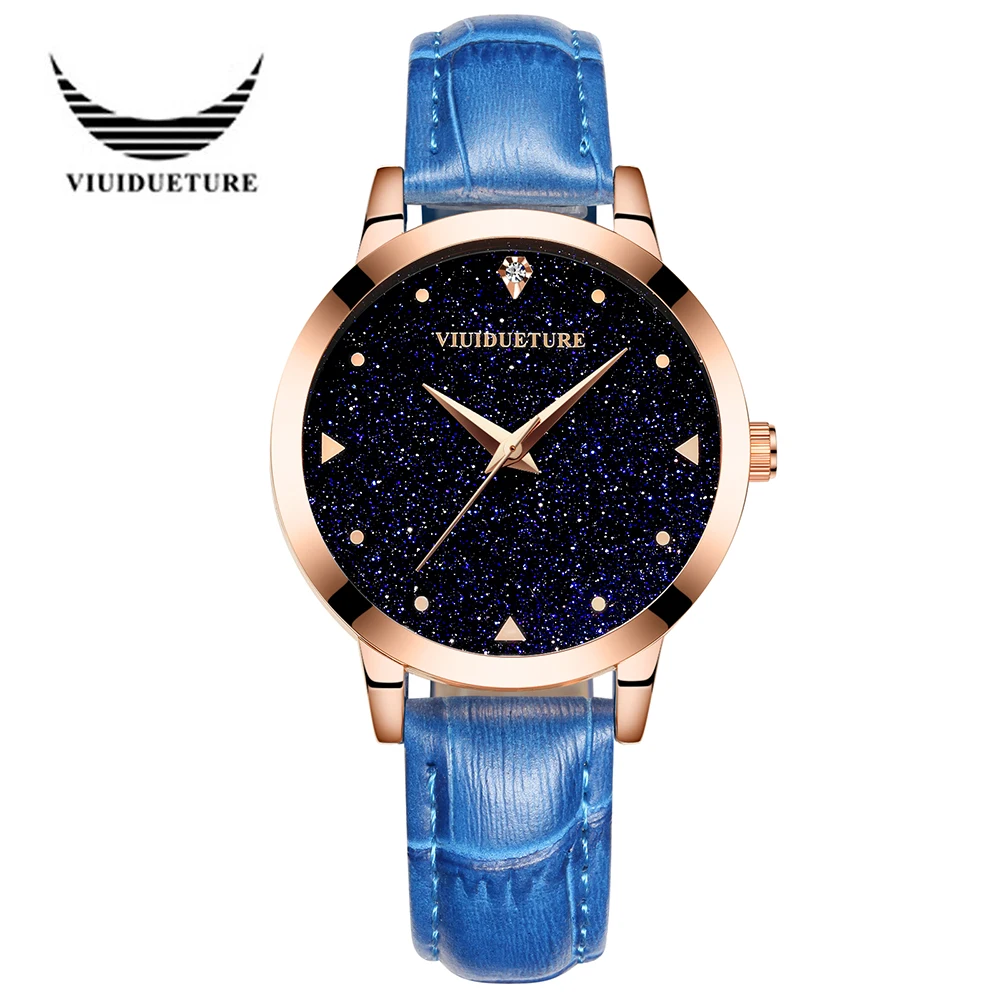 Lady stone watch black dial Japan movement Quartz Watches like the night sky with stars for your lover