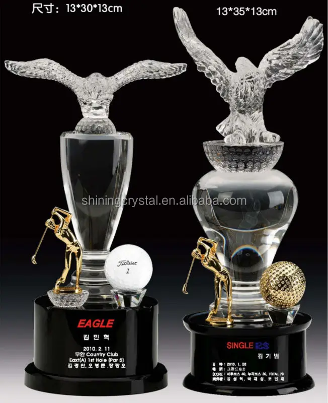 New arrival Metal eagle crystal trophy award for golf events