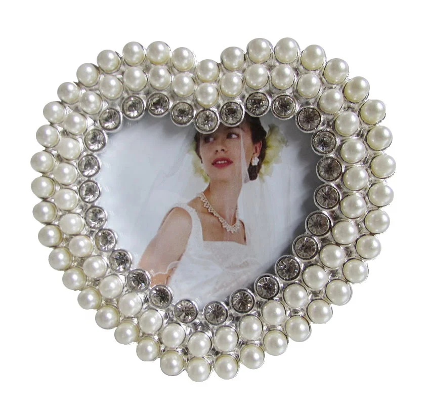 3x3 round pearl jewelled metal  picture frame gifts favor