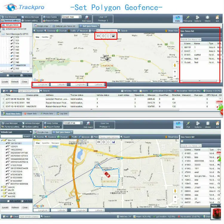 VT900 VT600 VT202 VT2063g vehicle gps tracker with online web fleet management platform soft system DLT server software