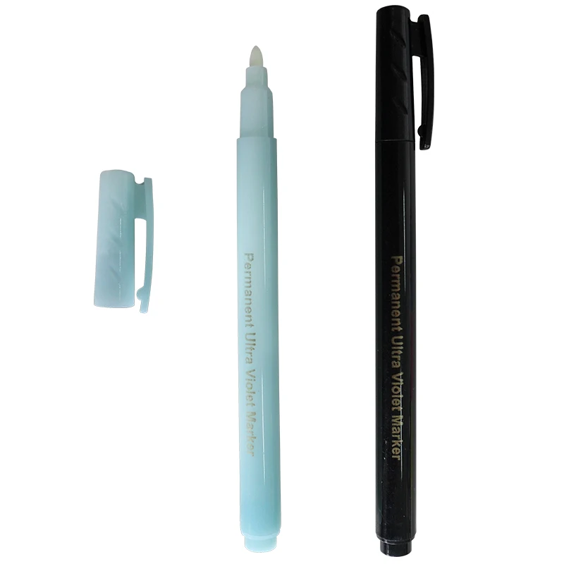 Security uv marker pen permant invisible ink pen with keychain uv black light up ink pens