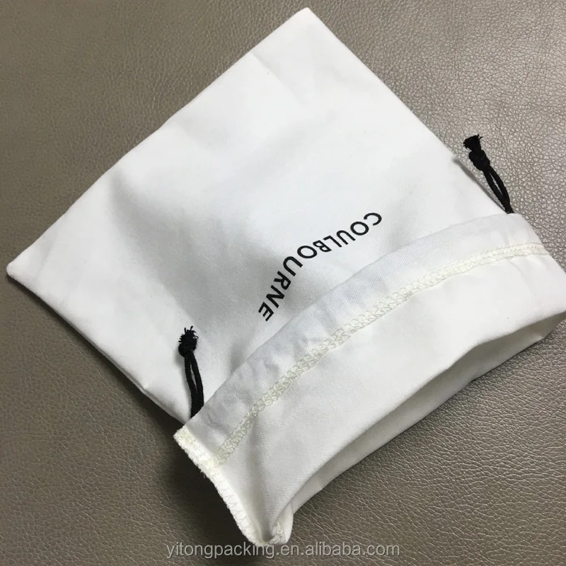 White Brushed Cotton Cloth Dust Bag With Print