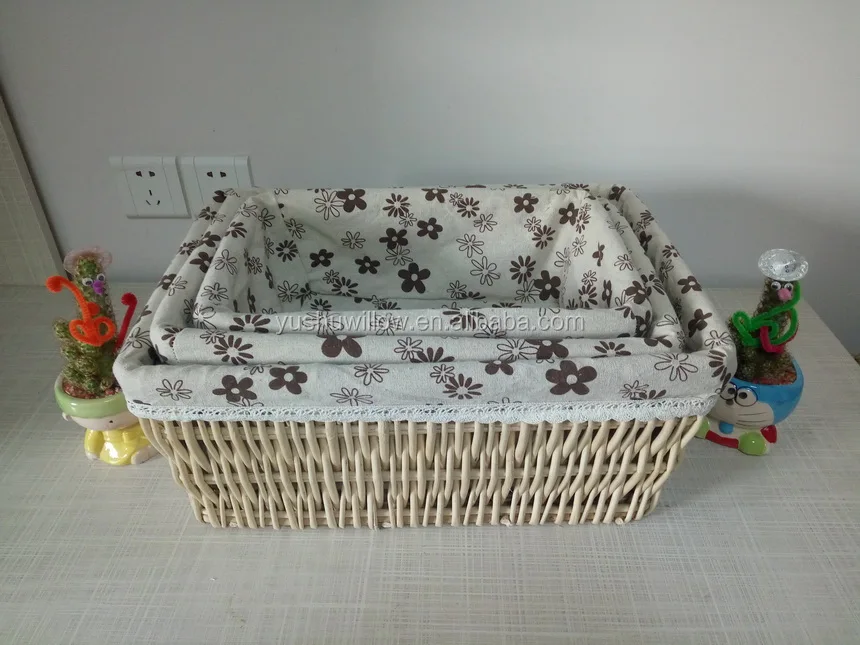 
rectangular willow storage basket with liner,YSS-1702 S/3 
