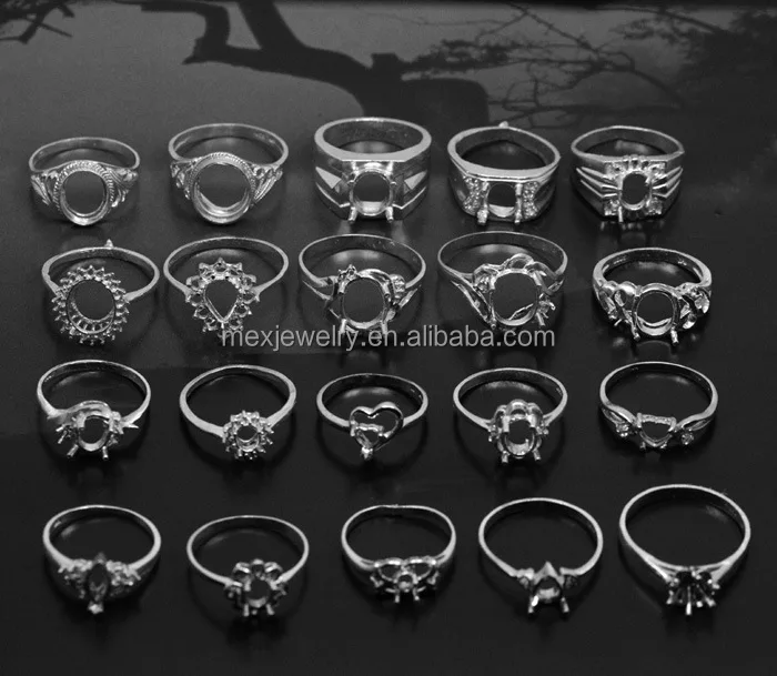 Mix styles silver gold semi-manufactures finished mounting Ring findings mount setting base holder for lady men