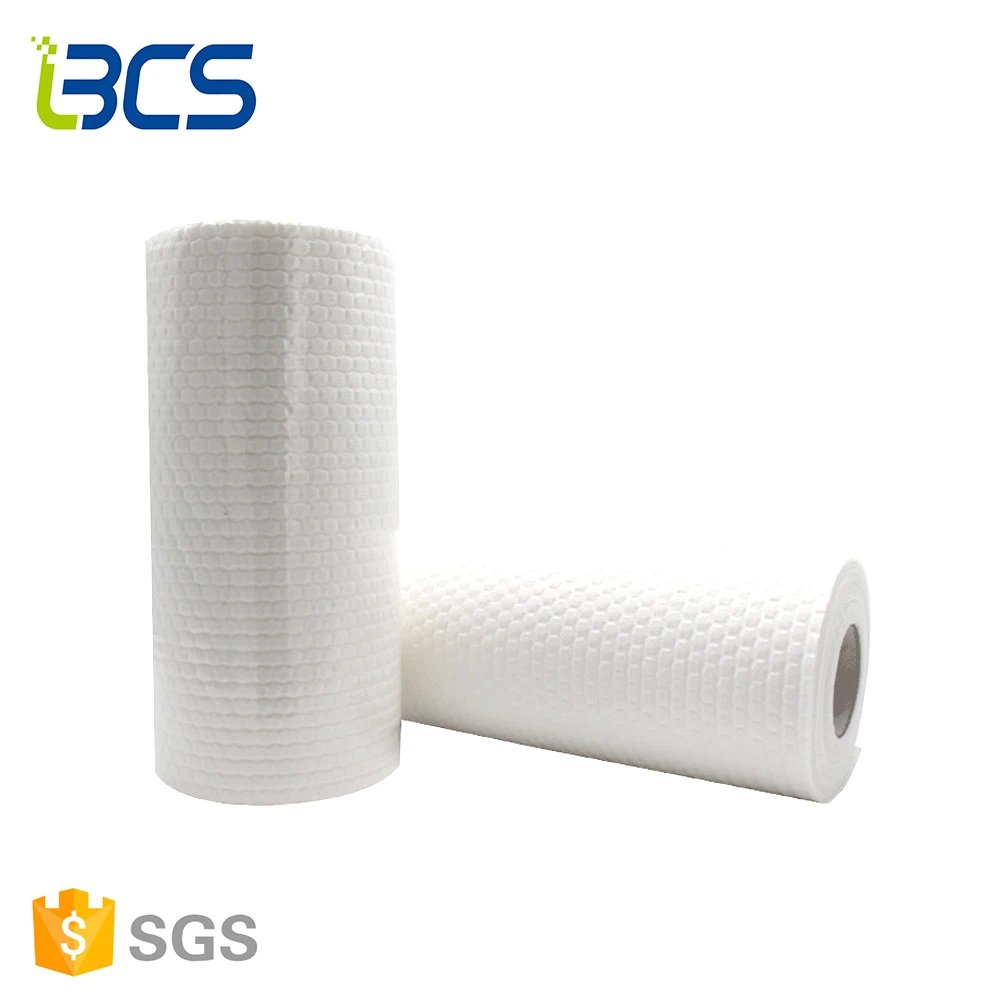 
Reusable White Woodpulp/Polypropylene Recycled Non-woven Towel Strong Washability Kitchen Paper Roll 