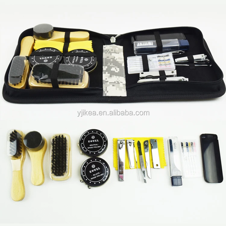 
Army Shoe Shine Kit Set With Coloful Pouch Travel Army Shoe Polish Kit 