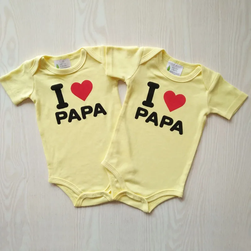 Baby bodysuits black onesies short sleeve i love papa mama baby 2 pcs set twins romper newborn clothing sets