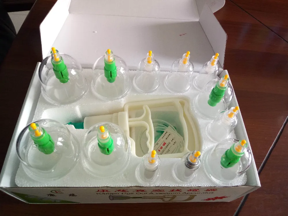 KC Best Quality Chinese Medical vaccum cupping 12 Cups Set Kit+6 magnets