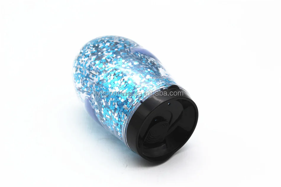 Plastic Confetti Wine Sippy Cups, 10 oz Glitter Stemless Wine Glass, double wall tumbler