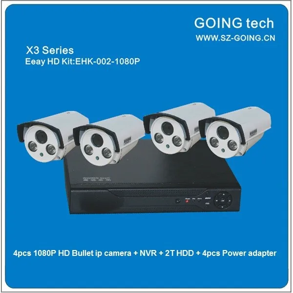 4ch полный hd 1080 P 2-мегапиксельная видеонаблюдения камеры системы NVR комплект с 2 ТБ жесткий диск