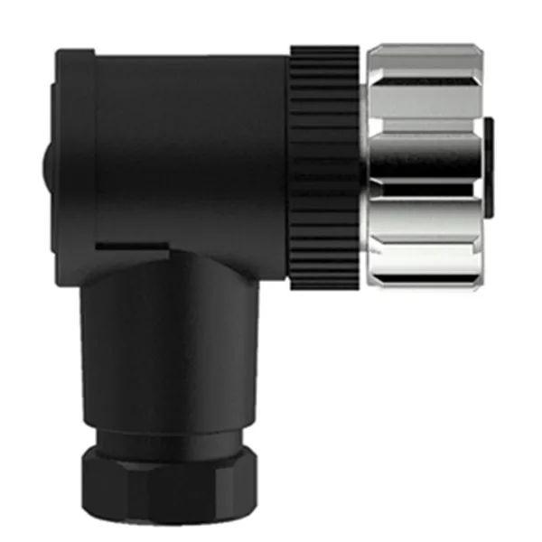 Label customized right angle 4 pin female M12 wireable connector with A coding metal lock PG7 cable gland