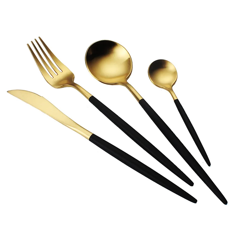 
30% OFF Discount Inexpens 18/10 Stainless steel cutipol cutlery with PVD gold black coating flatware set 