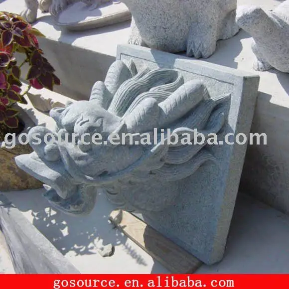 granite stone dragon head wall fountain