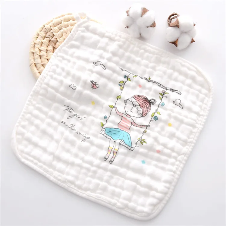 
Lovely Children Six Layer 100% Gauze cotton Baby wash cloth wholesale face towel 
