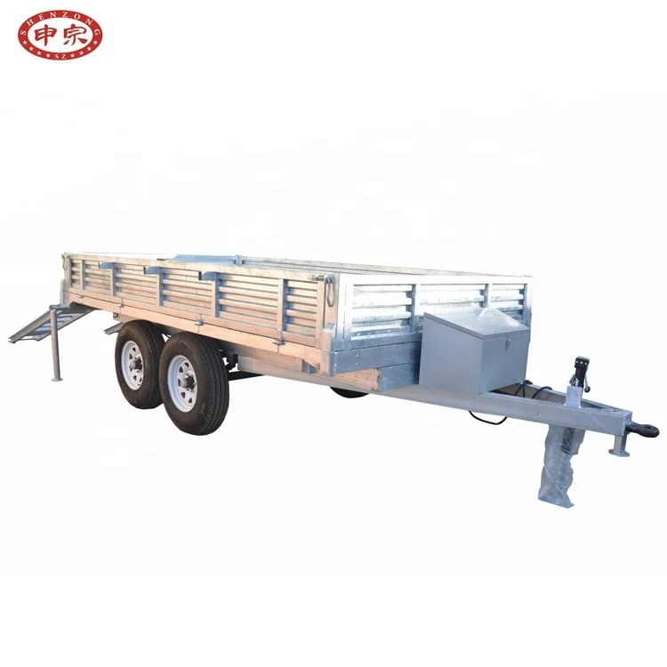 Hot Dip 4 Wheel Small Farm Galvanized Farm Tractor Trailer Dump Truck Trailer Semi-trailer Steel Ce