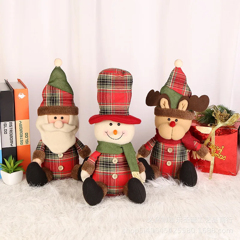 New Sitting Santa Snowman Deer Shaped Doll  Fabric Doll Cloth Christmas Gift Doll  Table Ornament Xmas gift for children
