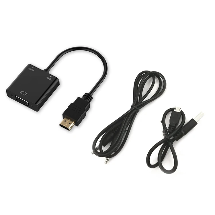 
HDMI to VGA 1080P with Audio Port power port Gold-Plated Active HDMI HDTV to VGA Adapter Converter Male to Female For HDTV 