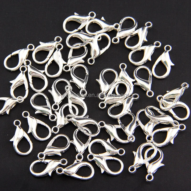 Wholesale Silver Plated Lobster Clasp 10mm Alloy Necklace Clasps