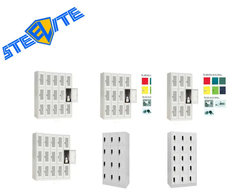 18 Compartments air Coin Lockers Sale/18 Door Metal File Cabinets Knock Down/light Blue Swimming Pool Metal Closet Lockers Lock