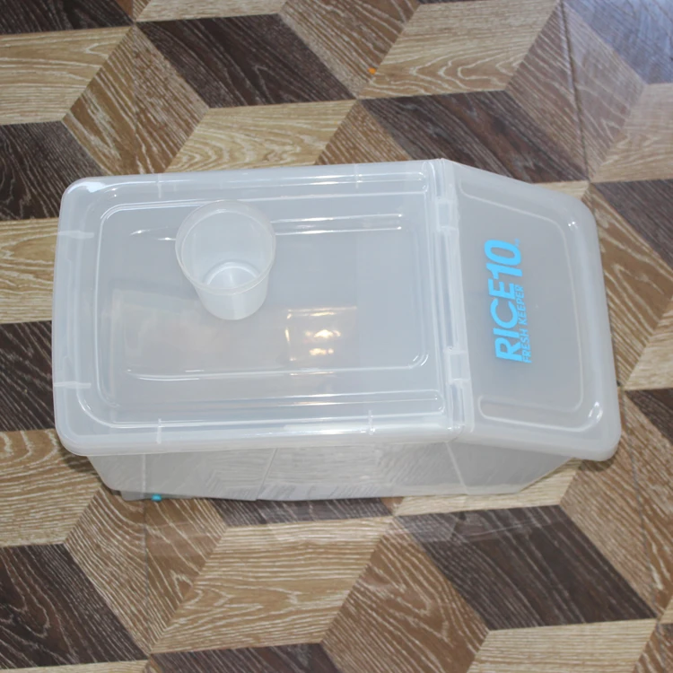 10kg Plastic Kitchen Rice Fresh Keeper Storage Box Case Container Tool With Measuring Cup