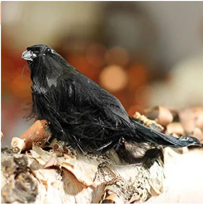 Black Crow Realistic Feather Artificial Bird Crafts Halloween Party Crow Decoration