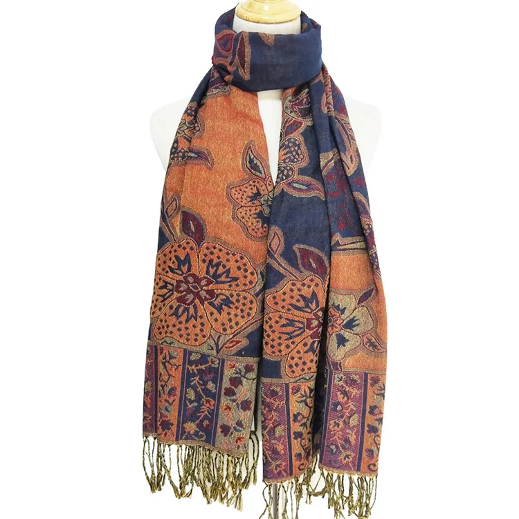 New pattern pashmina scarf women double face jacquard shawl wraps