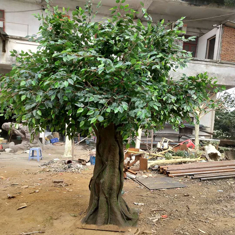 China Manufacturer Outdoor Large High Quality Fiberglass Artificial Evergreen Ficus Tree