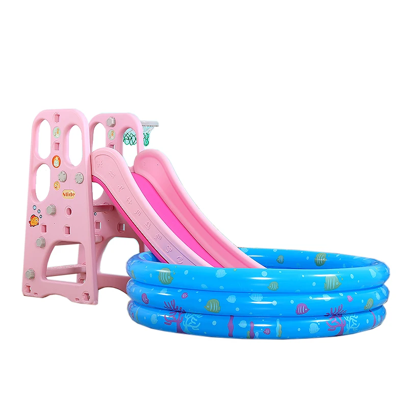 
New Colorful Indoor Playground Toys Plastic Kids Slide and Swing with Ball Pool 