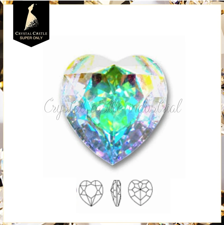 Crystal Castle jewelry making sparkle 4827 heart shaped clear white foil back sew on pointed back rhinestones wholesale gemstone