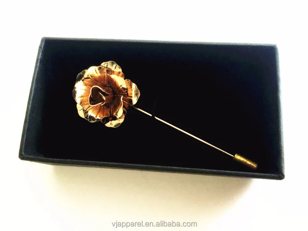 Gold Metal Flower Lapel Pin Packing box