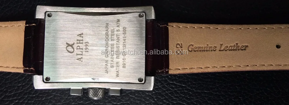 Rectangle Japan movement chronograph watch