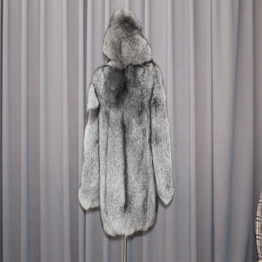 2019 Fashion style silver fox fur coat