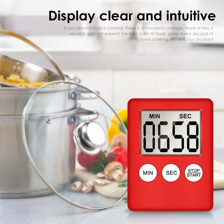LCD Digital Screen Kitchen Timer Square Cooking Count Up Countdown Alarm Clock With Magnet