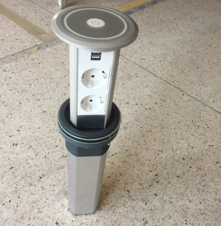 French style  IP44 Automatic Pop up Power Outlet hidden lifting desktop socket