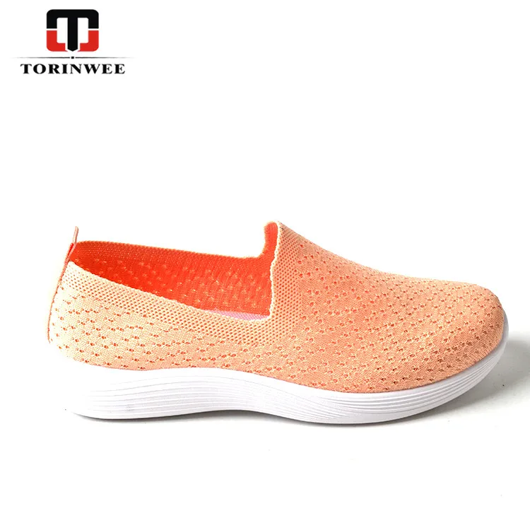 Professional manufacture cheap knit flat ladies shoes
