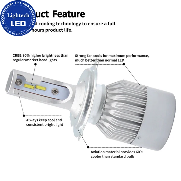 Led Light Accessory C6 Car Led Kit H1 H7 9005 9006 9004 9007 Dual Color Led Headlight For Motorcycles