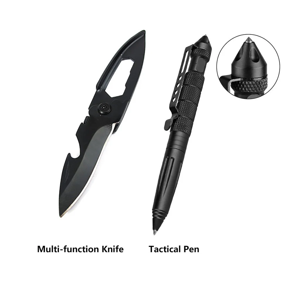 Waterproof camping equipment survival items Survival box with Survival whistle Firestick Multitool card tactical pen big compass