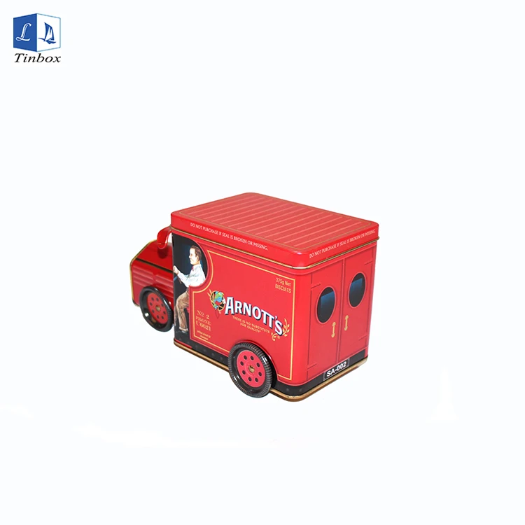 Large tin cans clear lids Toy Truck And Trailer blankodosen Box metal storage cage