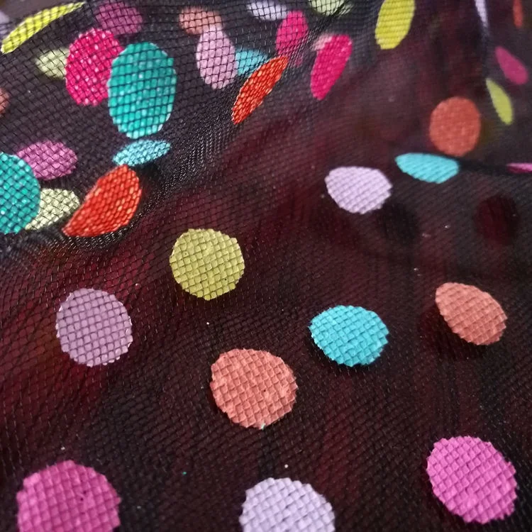 Цветная сетчатая ткань с принтом в горошек для детского платья