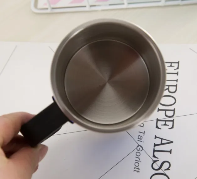 Inside stainless steel outside plastic double wall handle cup