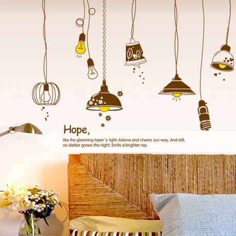 Cartoon Kids Bedroom Hope Lights Vintage Style Removable Pvc 3d Wall Sticker