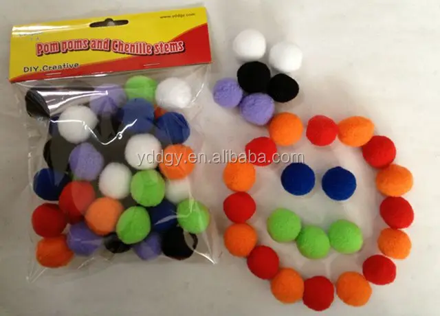 beautiful yellow pom pom with high quality low price for Christmas decorations