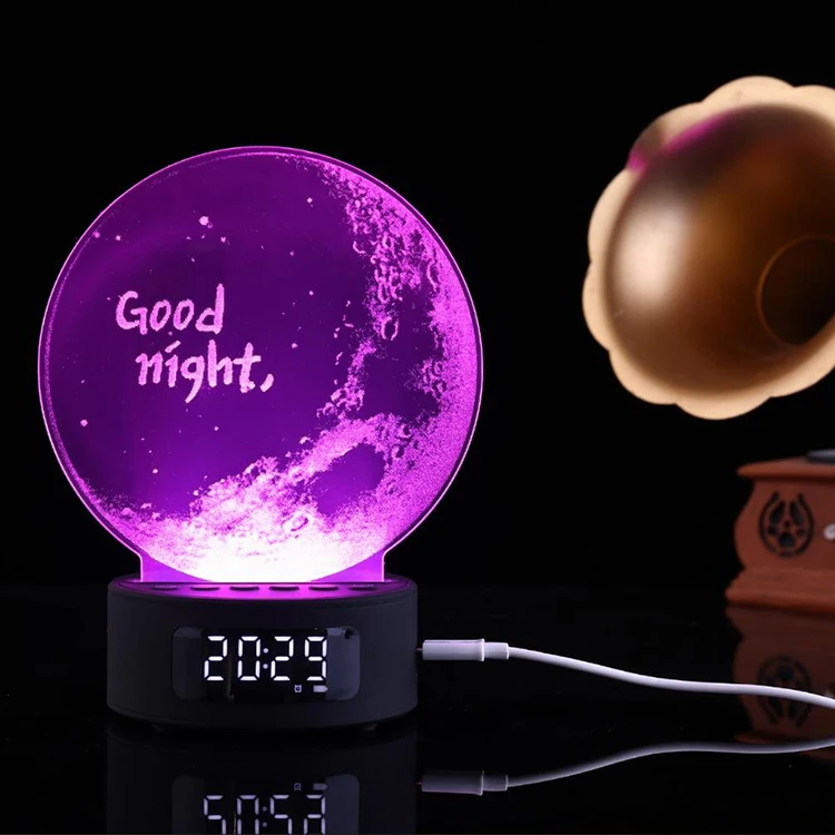 Mini moon desk table night lamp, acrylic light alarm unicorn night light