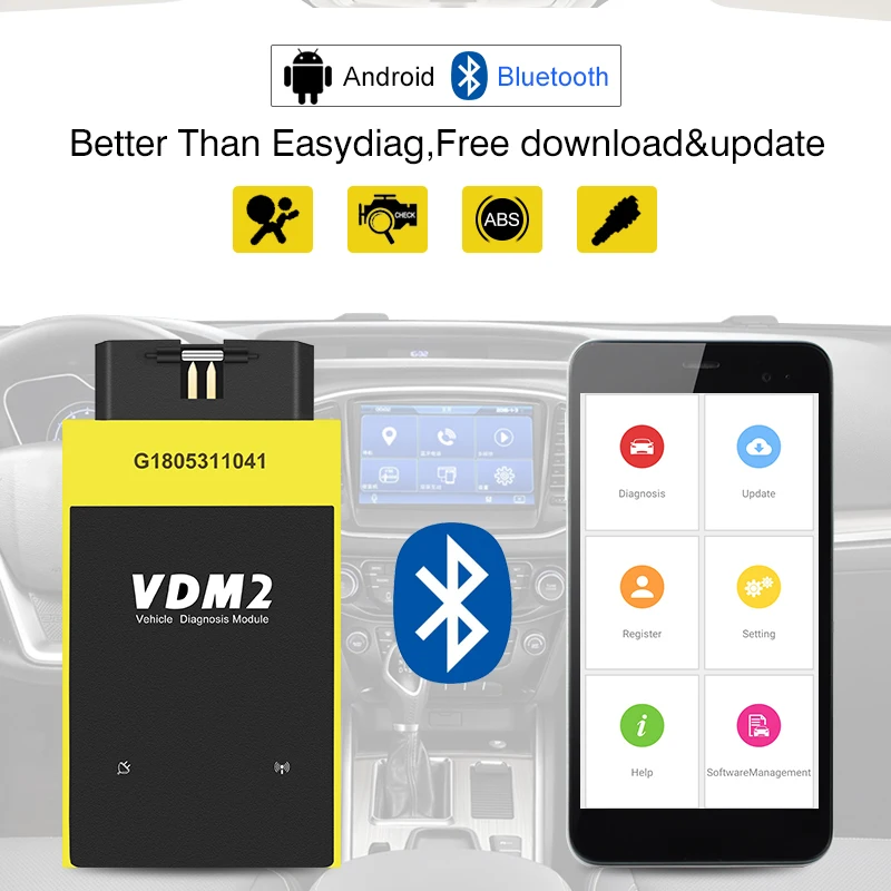 Полная система UCANDAS VDM2 автоматический диагностический сканер для Android VDM II 2 считыватель кодов Perodua