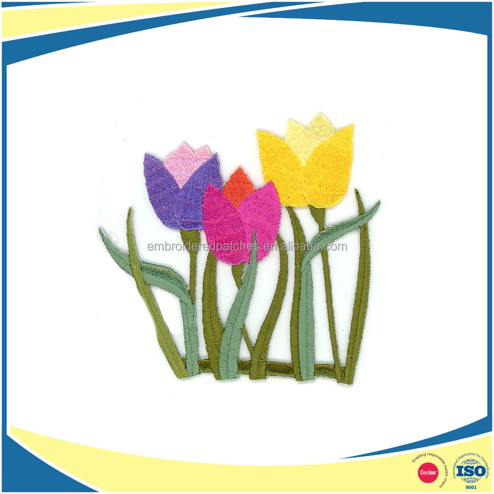 Fashion Ecusson Iron On Embroidery Rose Patches Yellow Rose Flowers Appliques