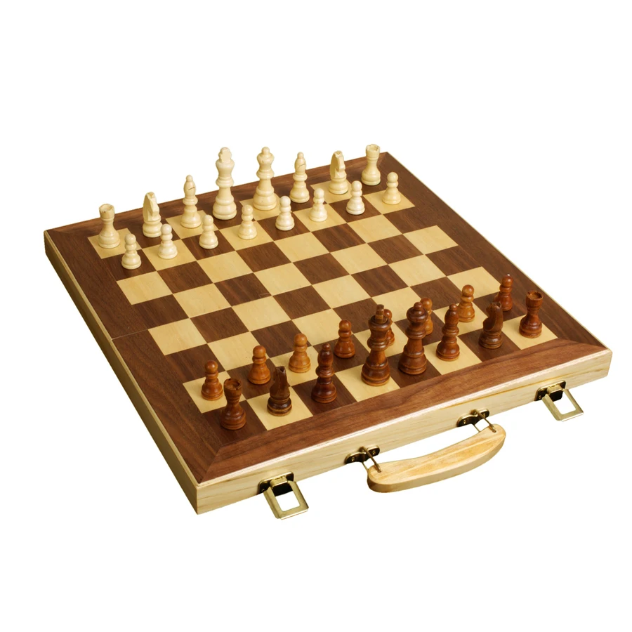 
Portable Folding Chess Game Antique Luxury Wooden International Chess Game Set 